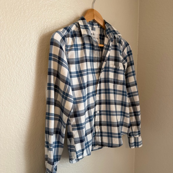 Frank & Eileen Women’s Barry Plaid Flannel Button Up Shirt Blue White, X-Small - Picture 3 of 4